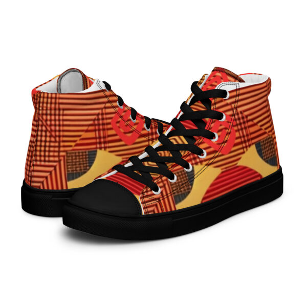 Red and Brown Men’s high top canvas shoes