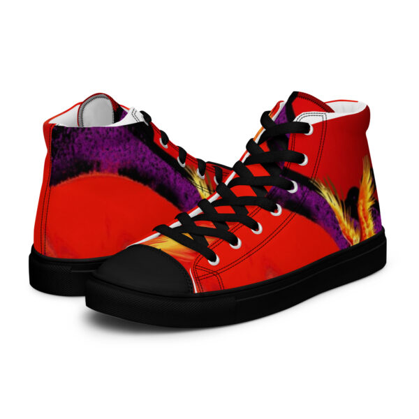 Red and Purple Men’s high top canvas shoes