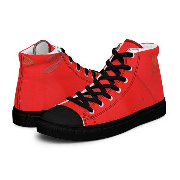 Red Feathered Men’s high top canvas shoes