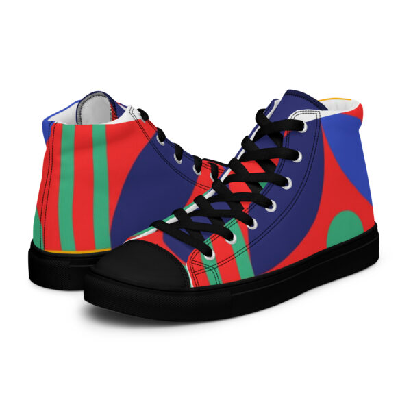 Red, Blue, and Green Men’s high top canvas shoes