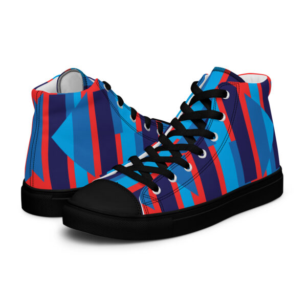 Blue Striped Men’s high top canvas shoes