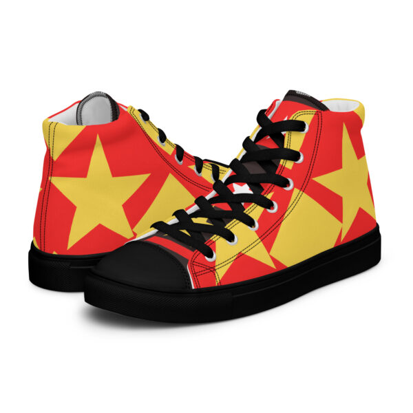 Red Starry Men’s high top canvas shoes