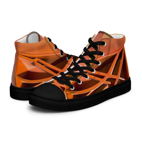 Orange Striped Men’s high top canvas shoes