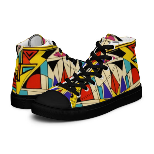 Colorful Shapes Men’s high top canvas shoes