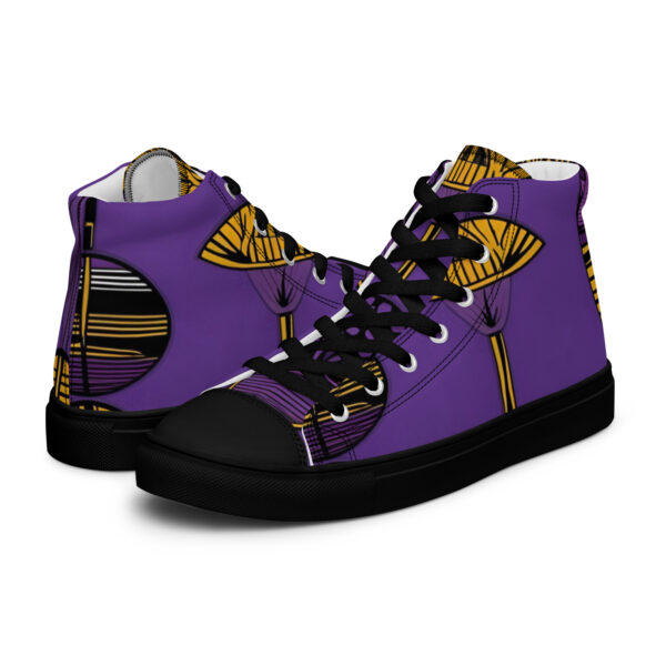 Purple and Yellow - Men’s high top canvas shoes